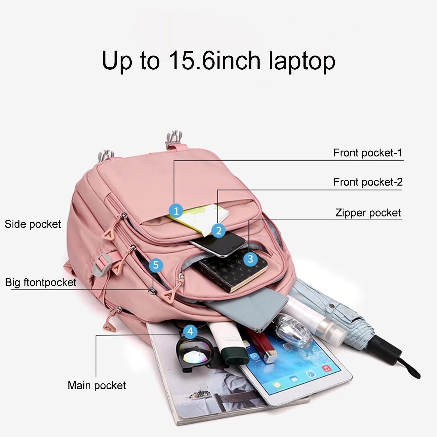 Teen Girls' Anti-theft College Backpack - Secure & Stylish - Soft Pink 6