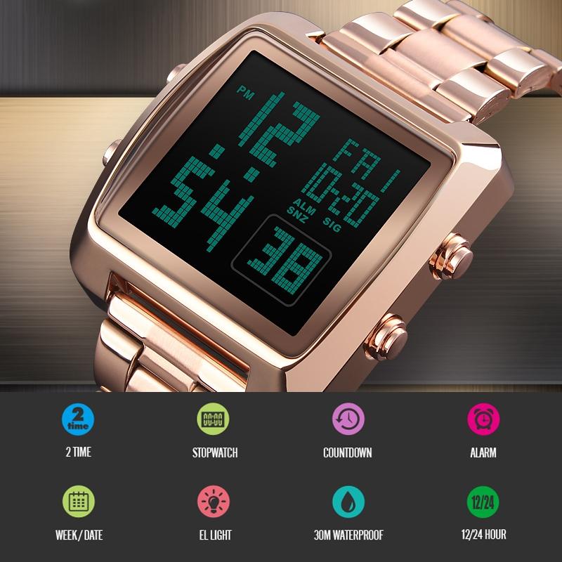 Vintage Gold Steel Square Watch - Waterproof & Luminous - Gold 6