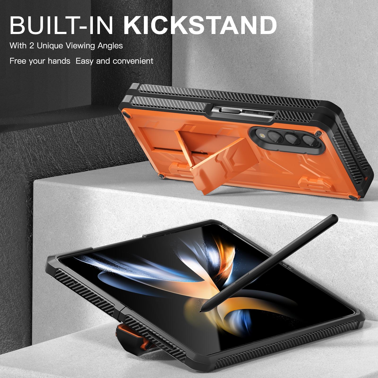 For Samsung Galaxy Z Fold4 5G Foldable Shockproof Phone Case - Orange 5
