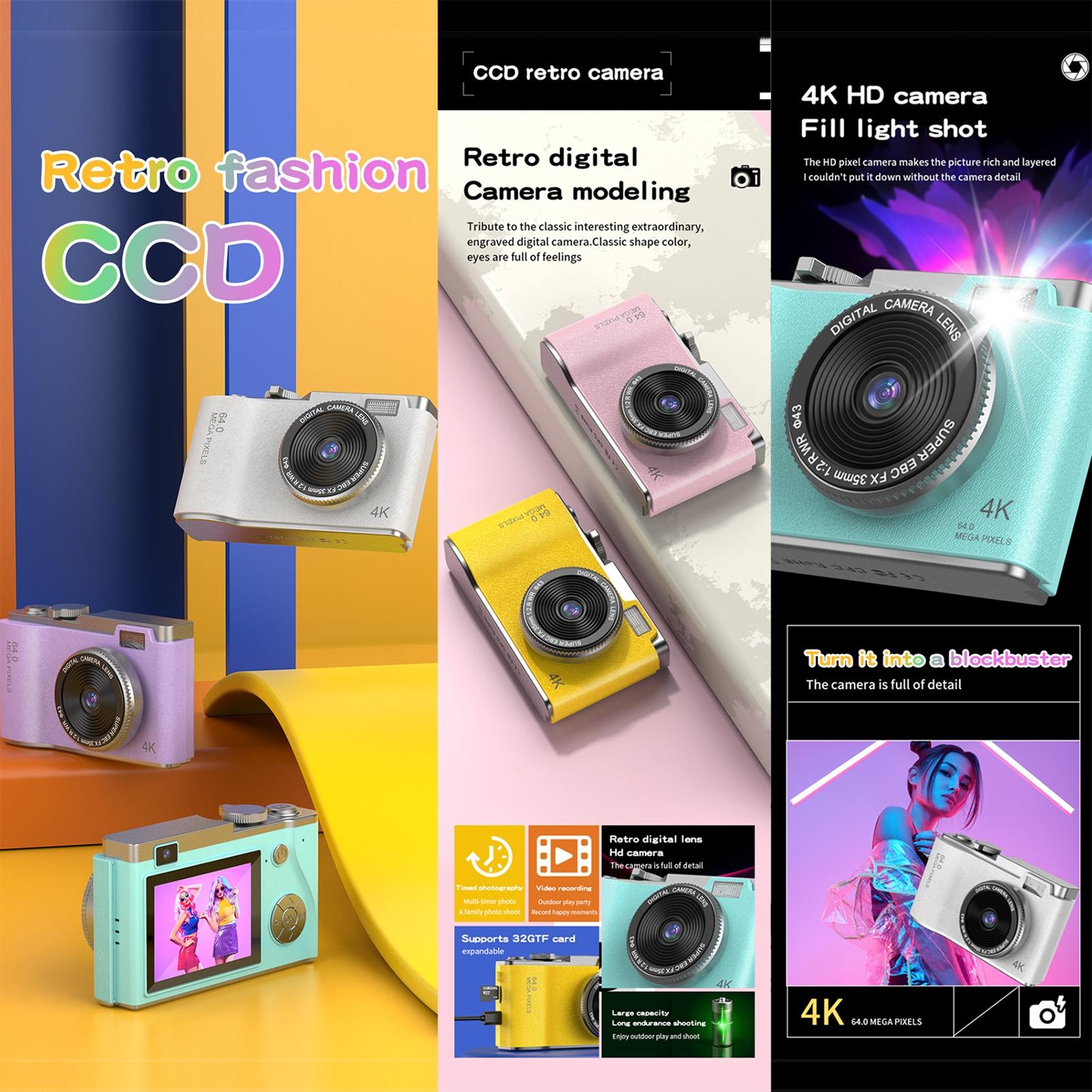 Retro Kids Camera With Dual-Lens 4K Hd Ccd - 2.4 Inch - Purple 3