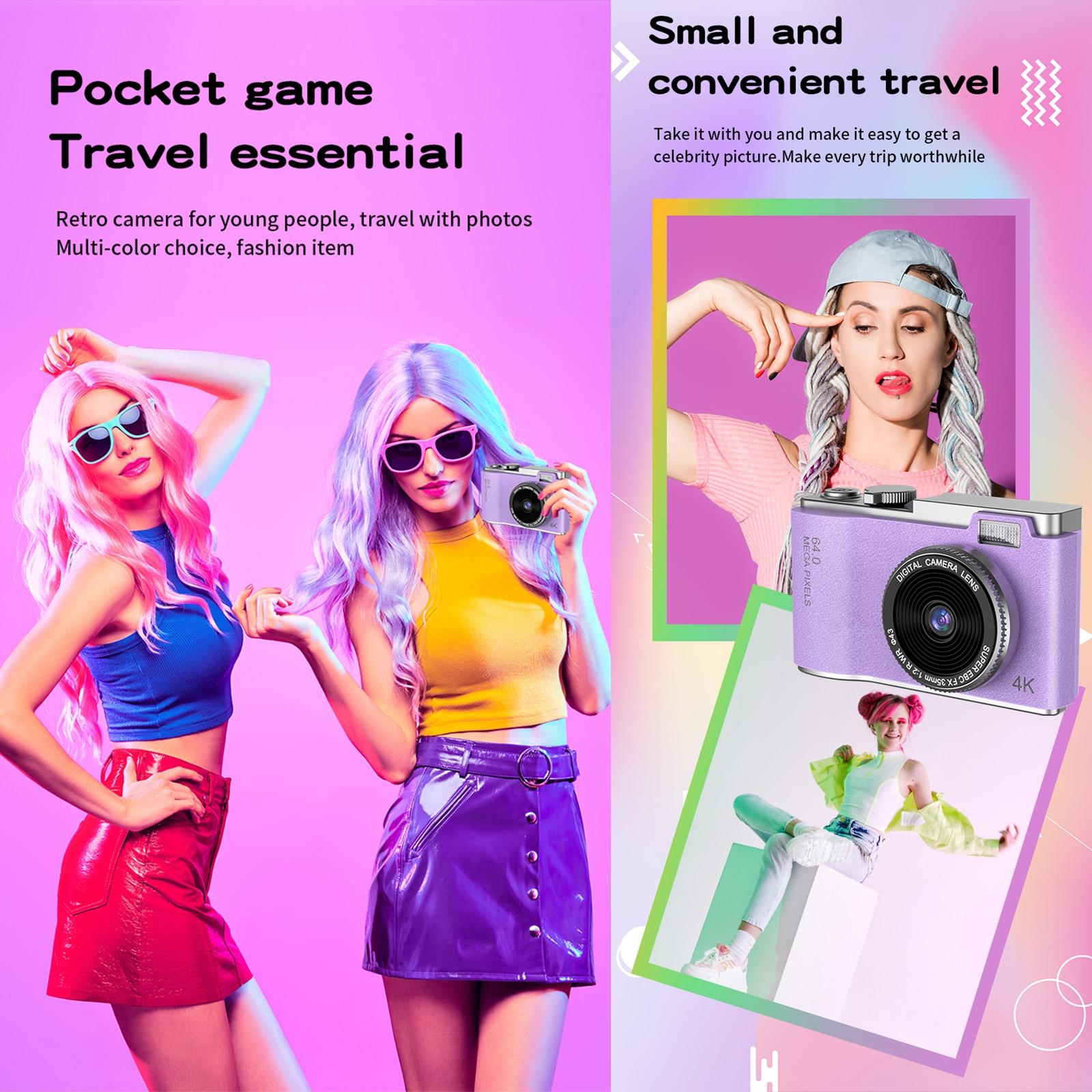 Retro Kids Camera With Dual-Lens 4K Hd Ccd - 2.4 Inch - Purple 4
