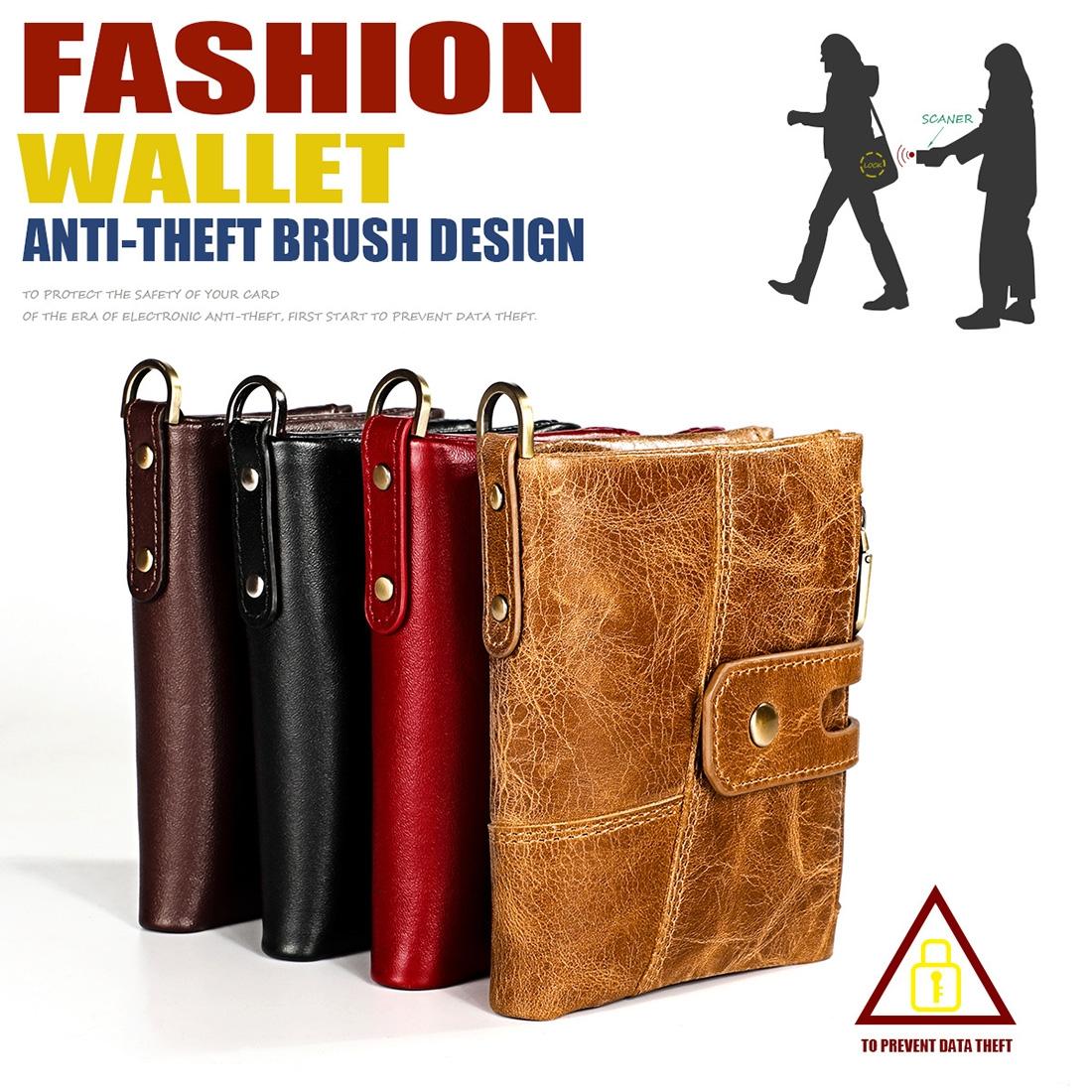 Men Rfid Leather Wallet with Card Slots - Red 5