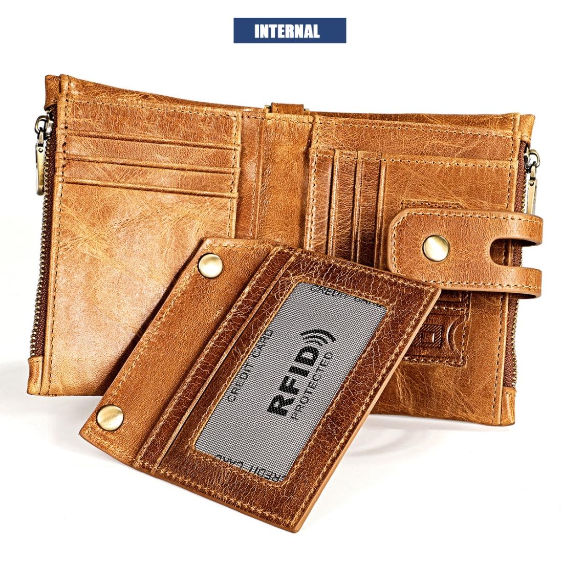 Men Rfid Leather Wallet with Card Slots - Red 6