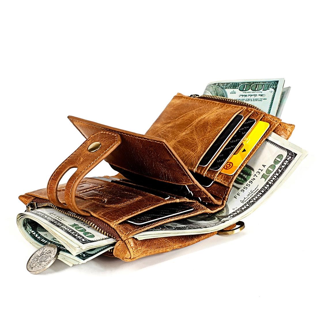 Men Rfid Leather Wallet with Card Slots - Red 9