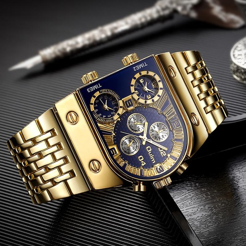 Large Dial Multi Time Zone Men Quartz Watch with Luminous Steel Strap - Silver 14