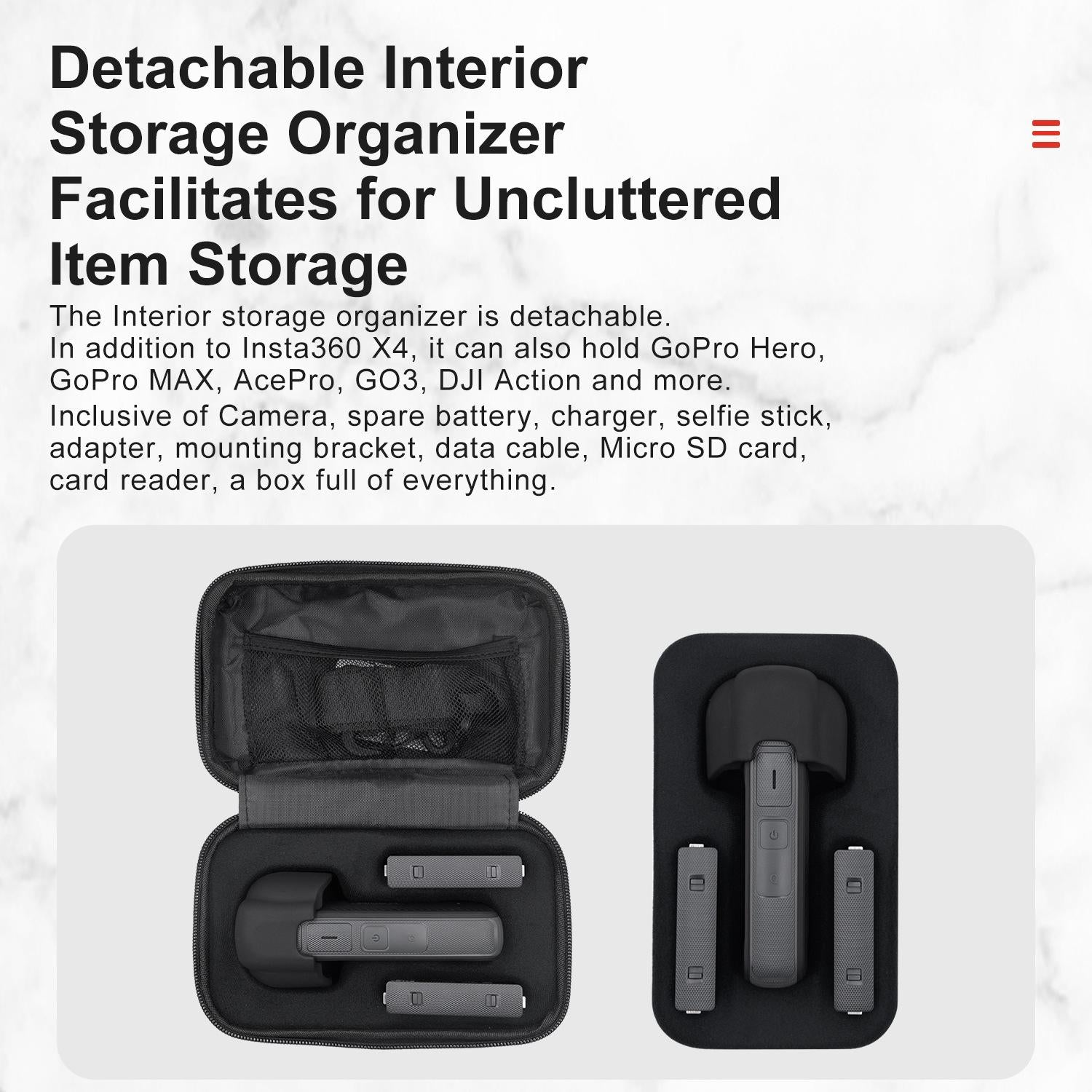 Hard Shell Storage Bag for Insta360 X4 Camera - White 5