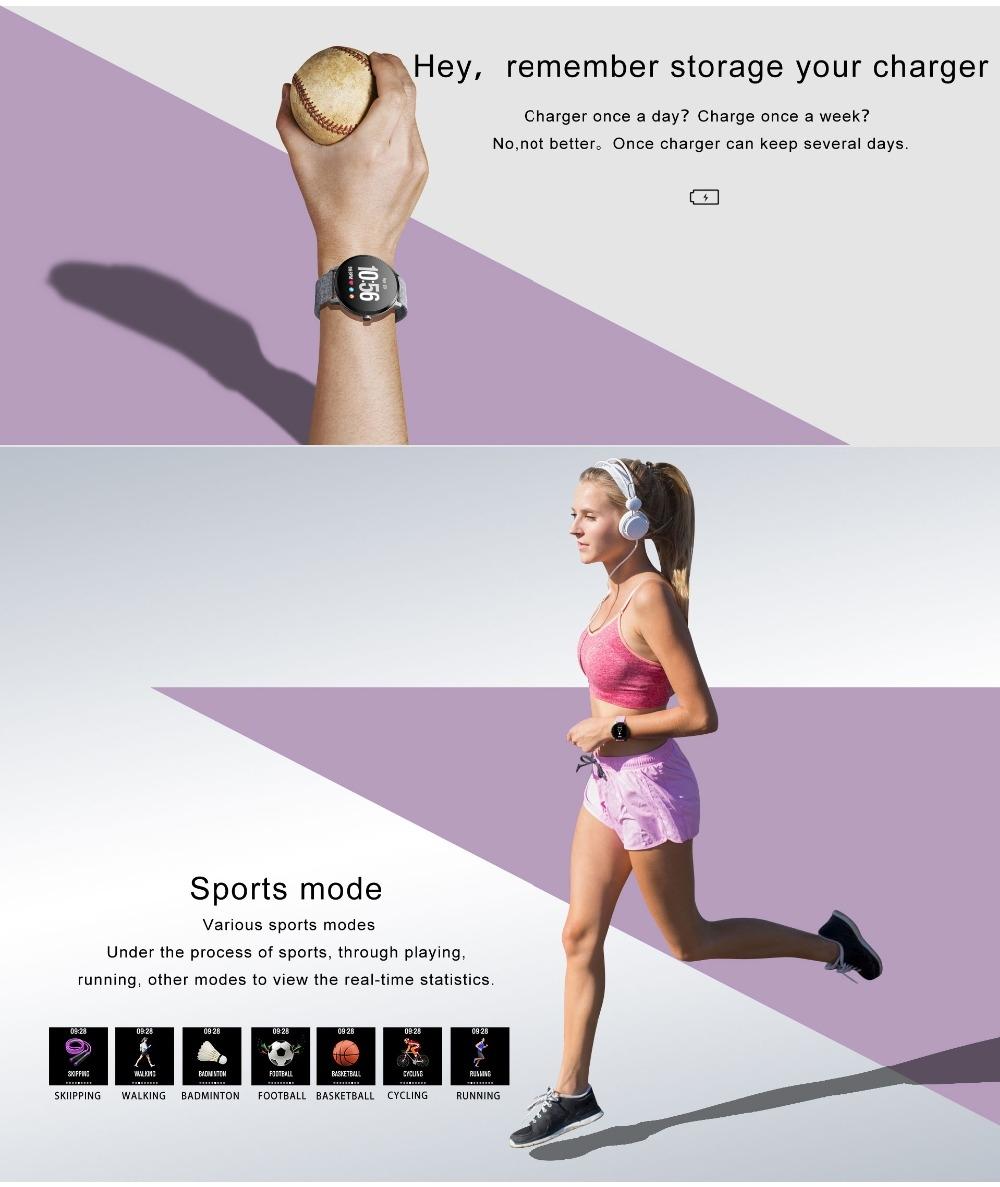 Real-Time Heart Rate Blood Pressure Monitor Multi-Sport Mode Breathing Light Smart Watch For Android Ios Phone Pink Silicone 4