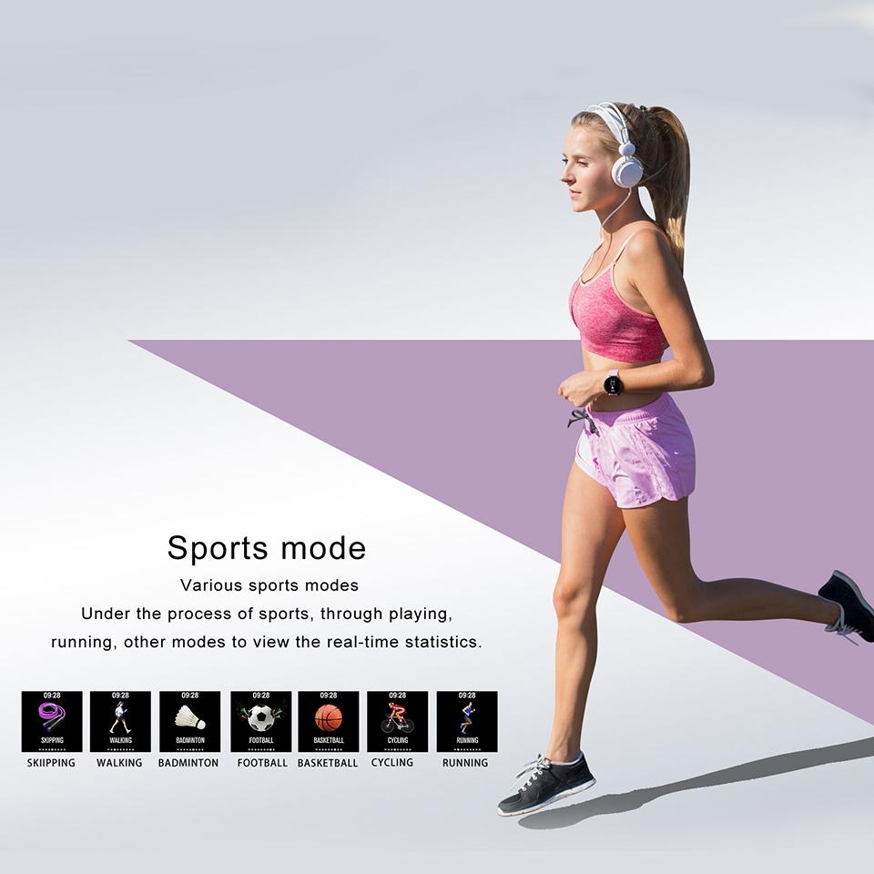 Real-Time Heart Rate Blood Pressure Monitor Multi-Sport Mode Breathing Light Smart Watch For Android Ios Phone Pink Silicone 8