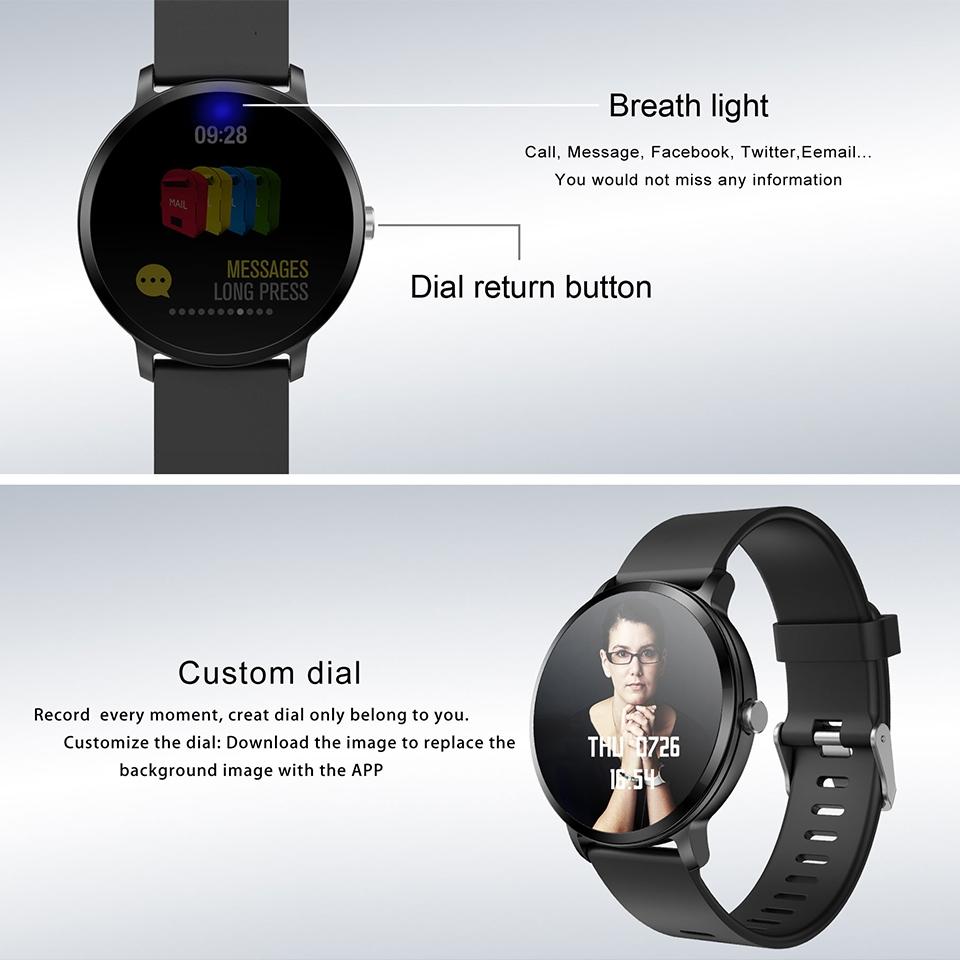 Real-Time Heart Rate Blood Pressure Monitor Multi-Sport Mode Breathing Light Smart Watch For Android Ios Phone Pink Silicone 9
