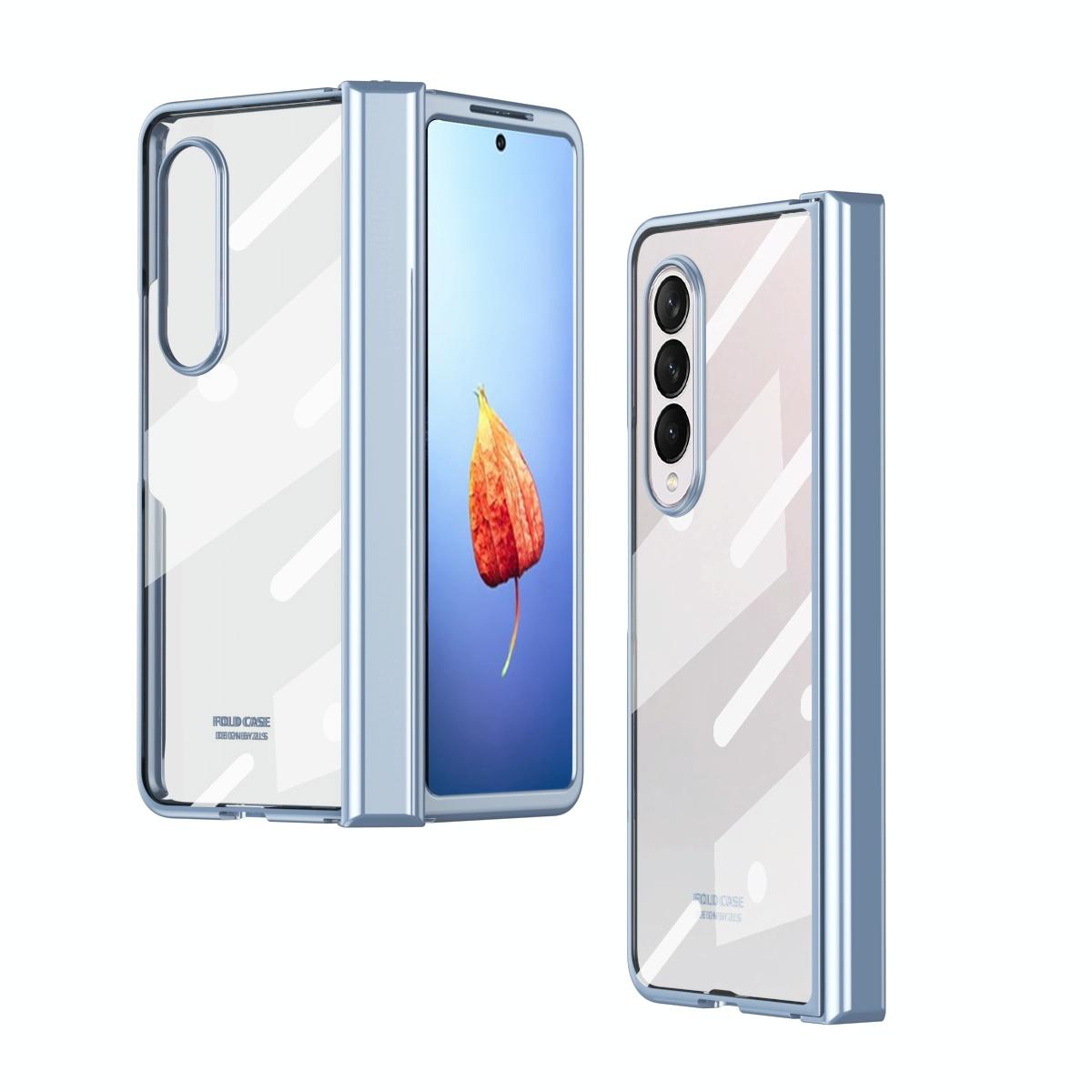 For Samsung Galaxy Z Fold4 5G Samsung Fold 4 Full Body Hinge Case - Electroplated - Silver 13
