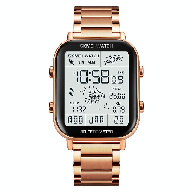 1888 Men Multifunctional Waterproof Digital Watch - Stainless Steel 30m - Silver
