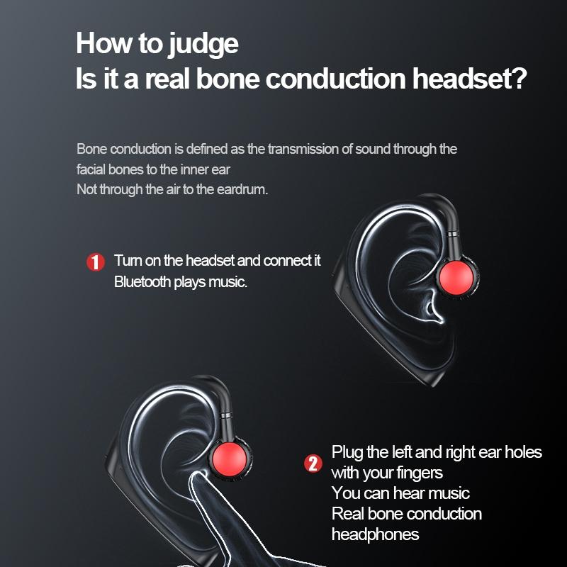 Wireless Bone Conduction Bluetooth Headset - Hanging Ear Design - Red 5