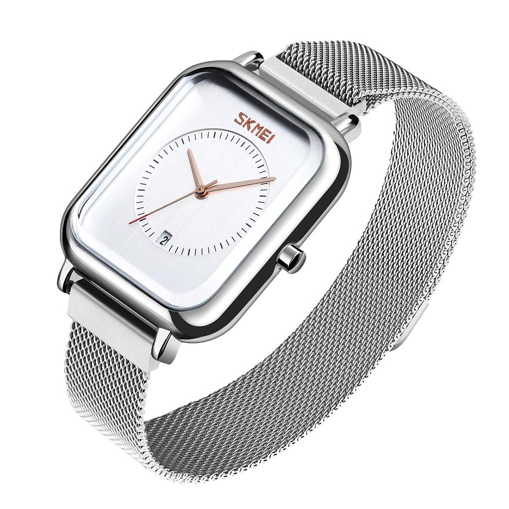 Unisex Magnetic Buckle Mesh Belt Quartz Watch - Silver White 3
