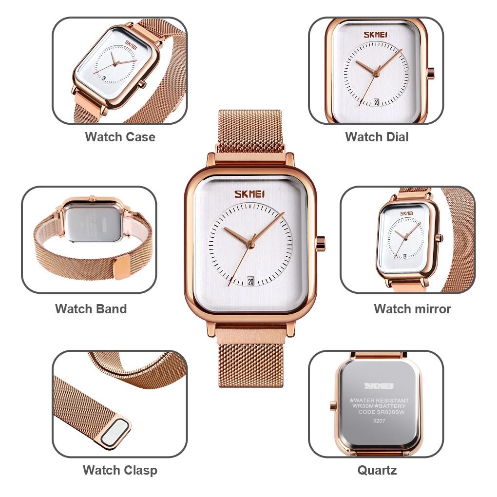 Unisex Magnetic Buckle Mesh Belt Quartz Watch - Silver White 4