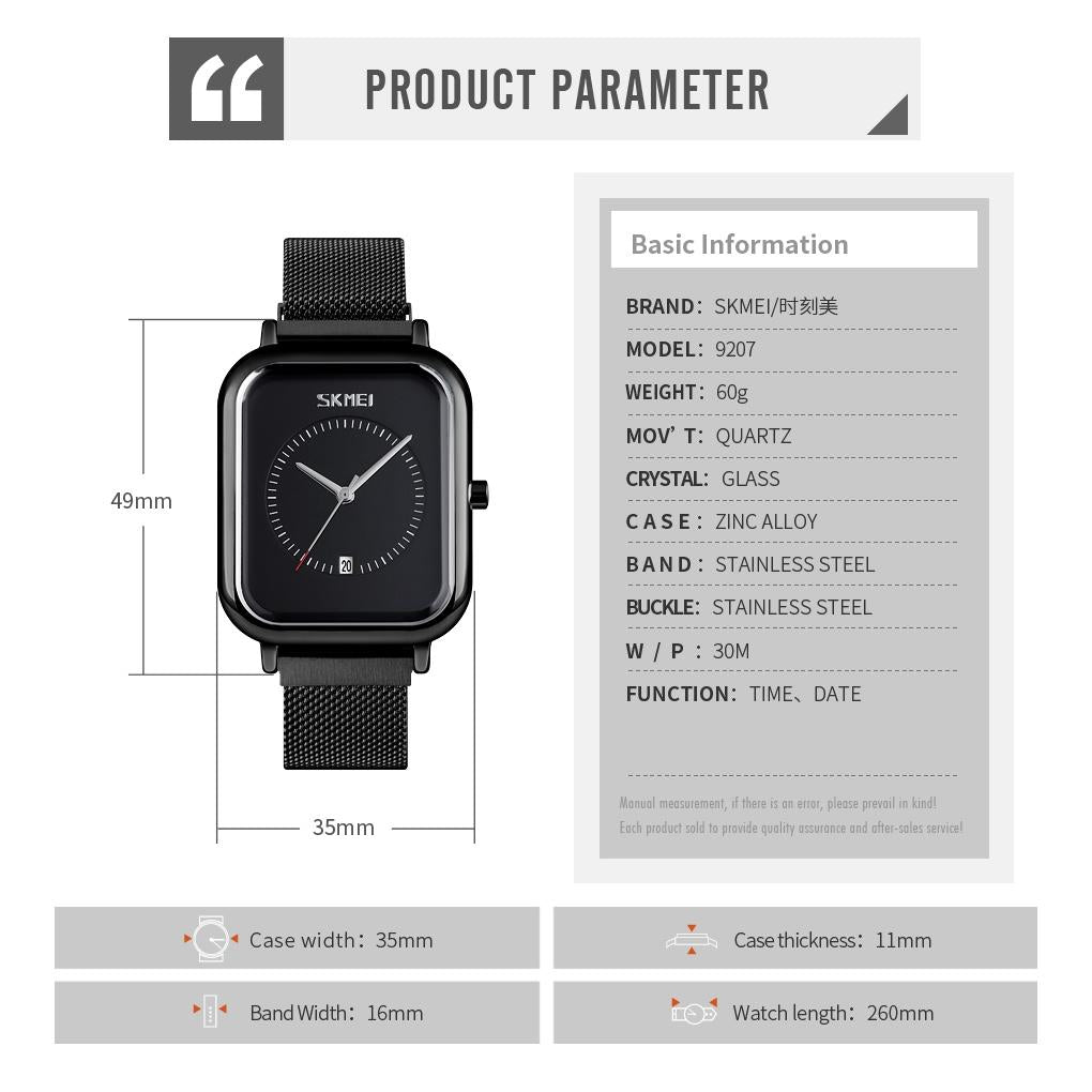 Unisex Magnetic Buckle Mesh Belt Quartz Watch - Silver White 7