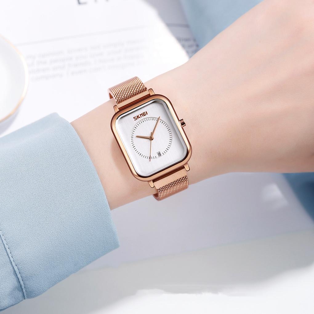 Unisex Magnetic Buckle Mesh Belt Quartz Watch - Silver White 13