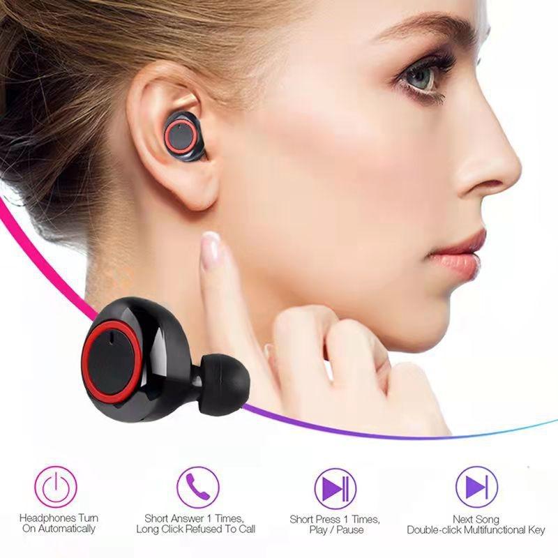Wireless Tws Bluetooth Headphones with Touch Control - Black / Blue 5