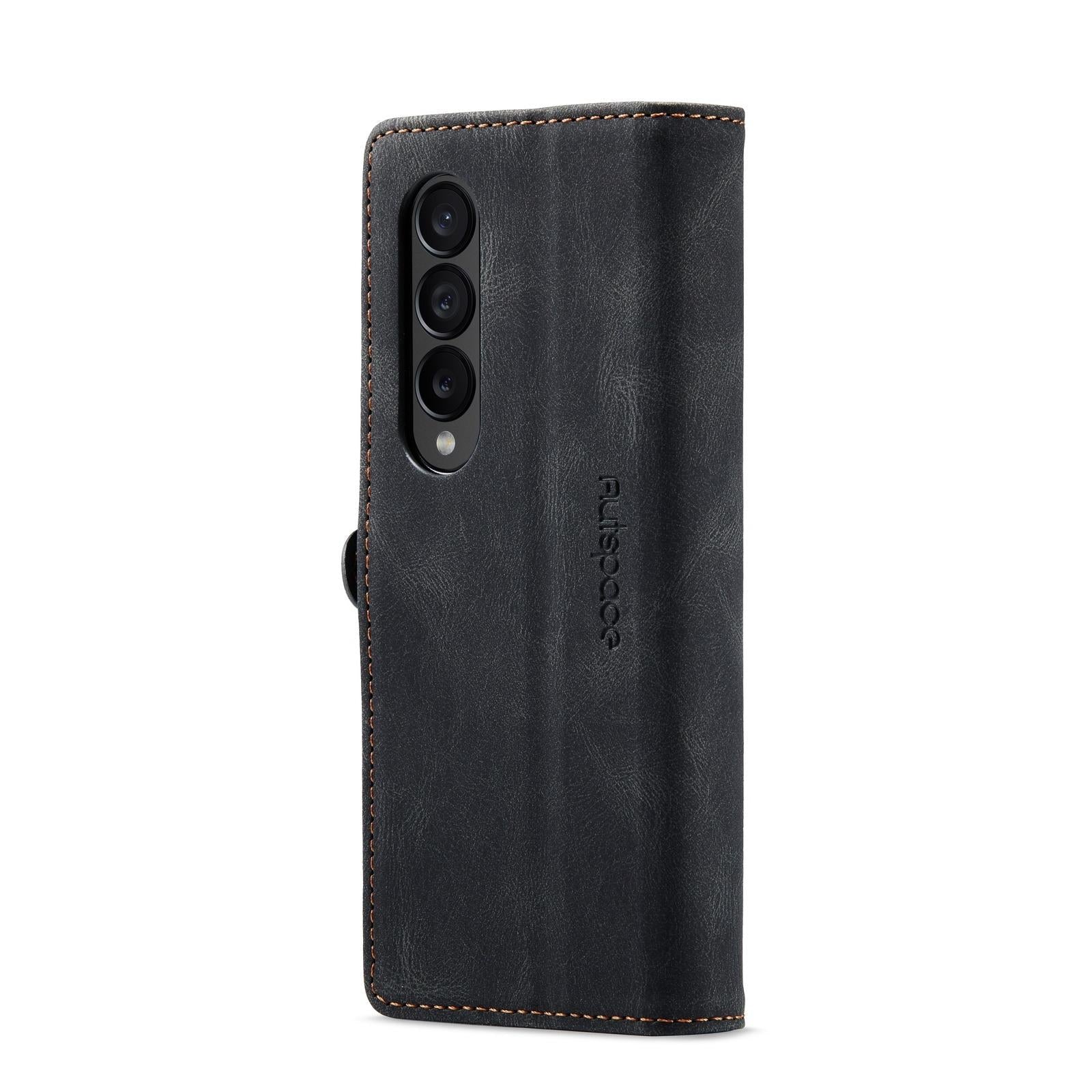 For Samsung Galaxy Z Fold4 5G Vintage Rfid Leather Phone Case - Coffee 4