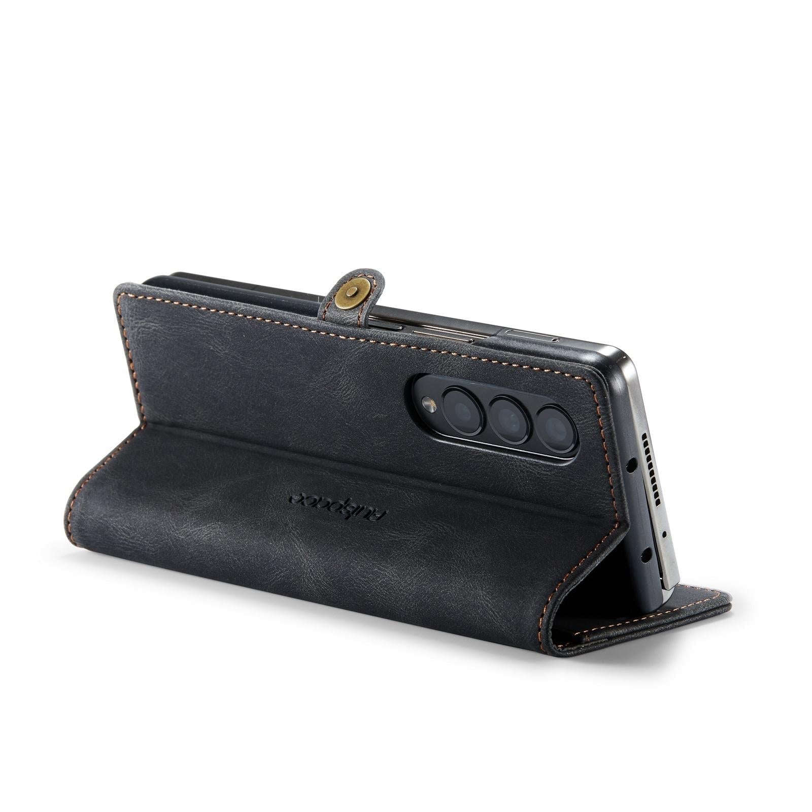 For Samsung Galaxy Z Fold4 5G Vintage Rfid Leather Phone Case - Coffee 6