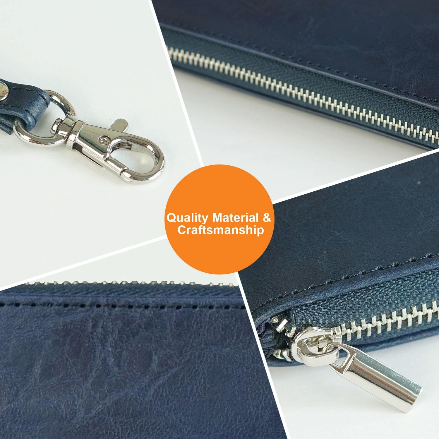 Retro Leather Clutch Bag with Zipper - 6 Inch - Grey 13