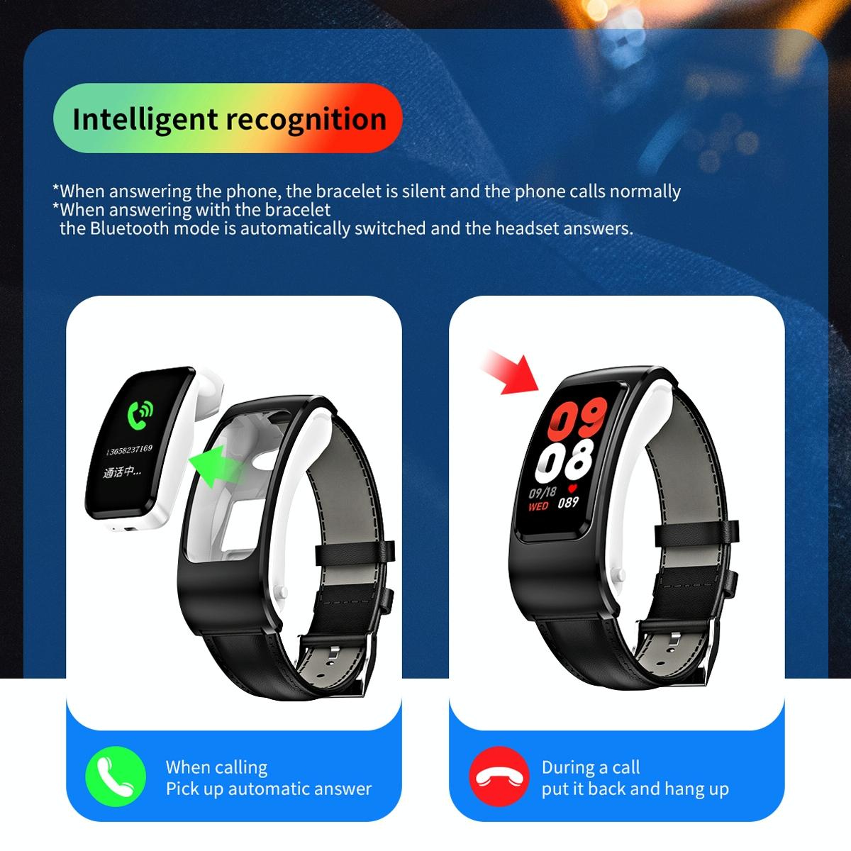 1.08 Inch Steel Band Earphone Detachable Life Waterproof Smart Watch Support Bluetooth Call - Silver 14