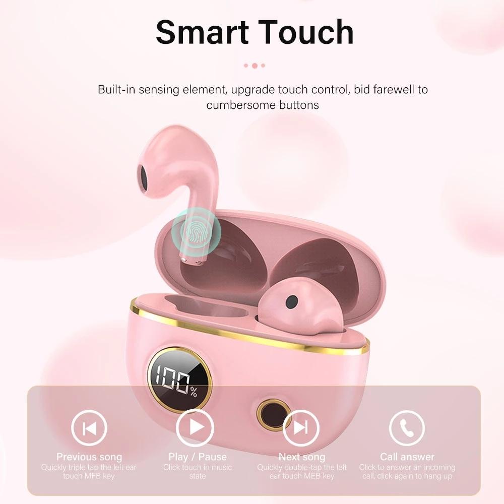 Waterproof 9d Stereo Bluetooth Earphones with Charging Case - Pink 6