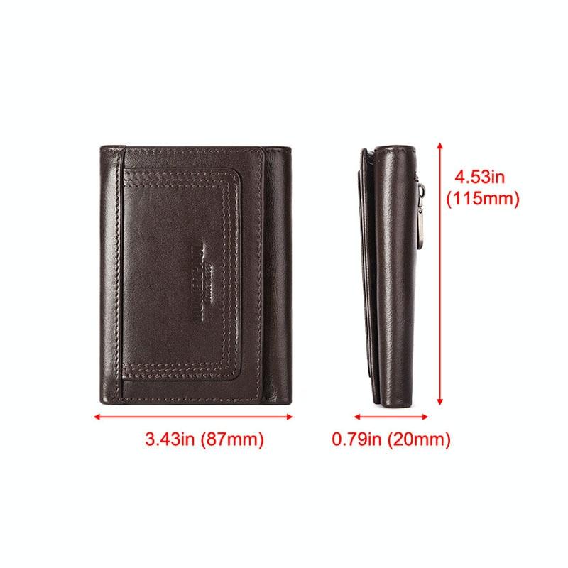 Rfid-blocking Leather Men Wallet with Multi-card Slots and Zipper Coin Pocket - Brown 4