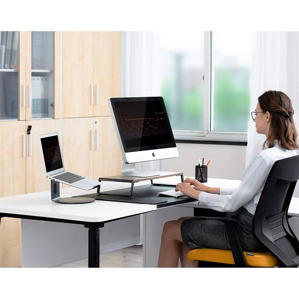 Metal Feet Monitor Stand for Imac Macbook Lcd Printer - Black 15
