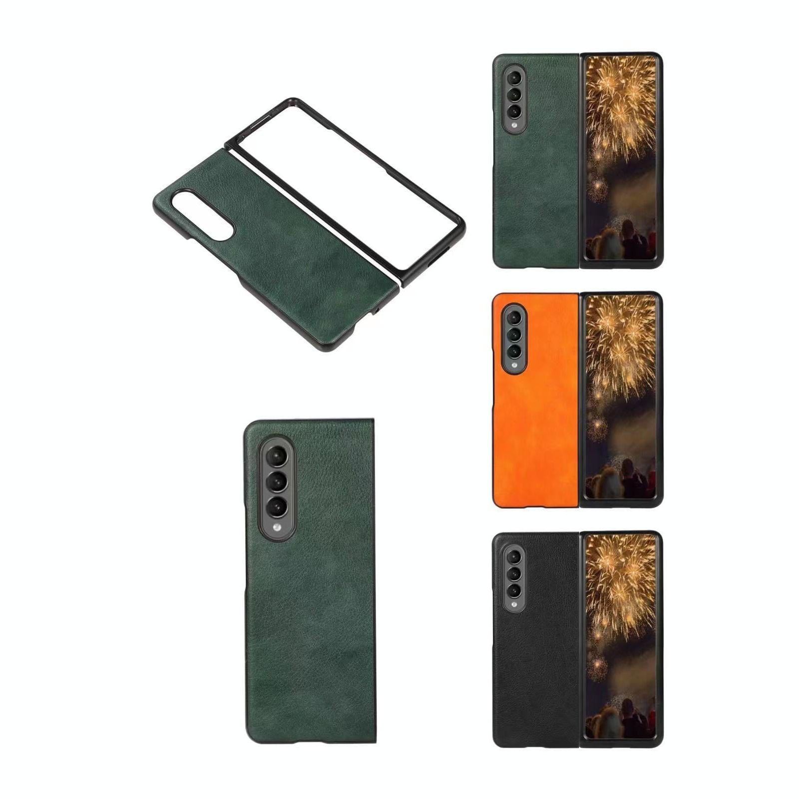 For Samsung Galaxy Z Fold4 5G Two Tone Litchi Pu Case - Slim & Stylish - Green 7