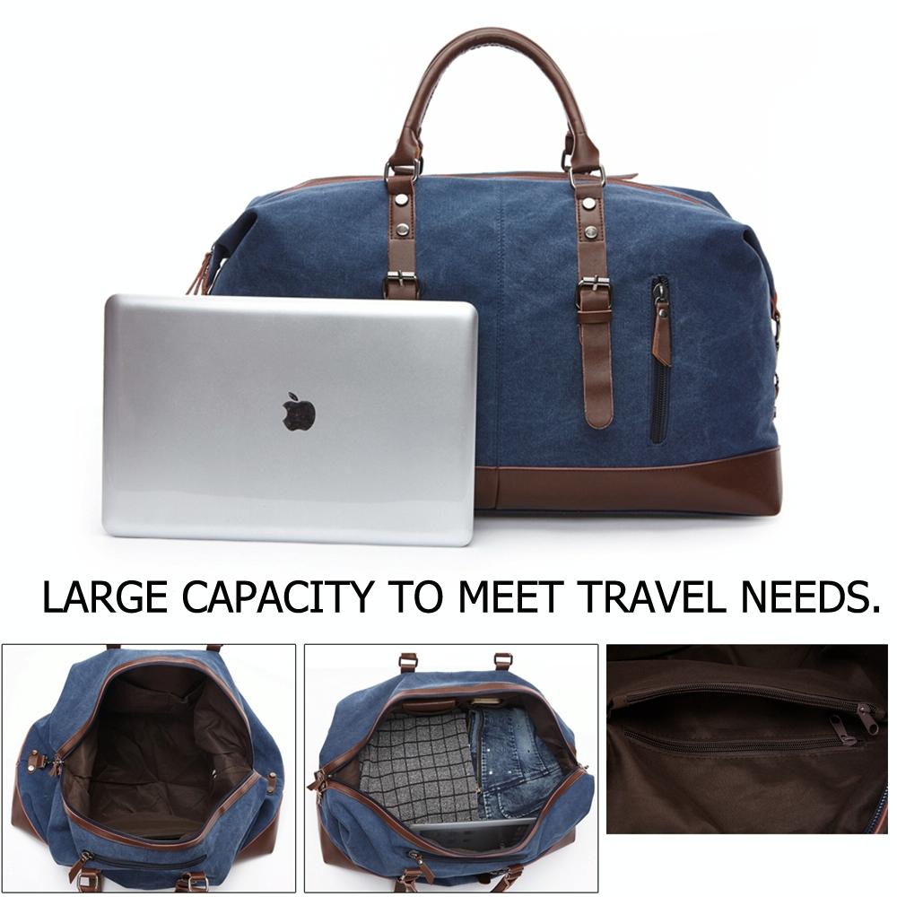 Men Leather Duffel Bag for Carry-on Travel - Black 6