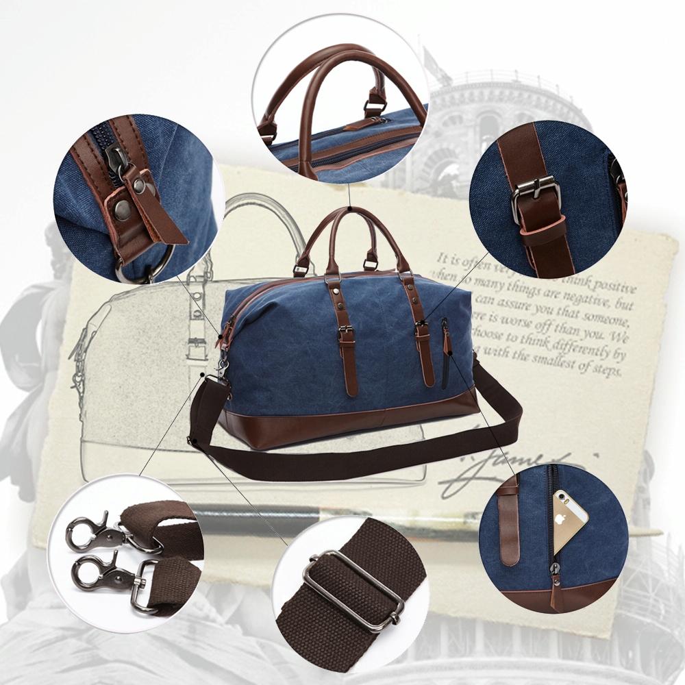 Men Leather Duffel Bag for Carry-on Travel - Black 8