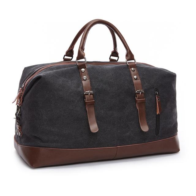 Men Leather Duffel Bag for Carry-on Travel - Black 10