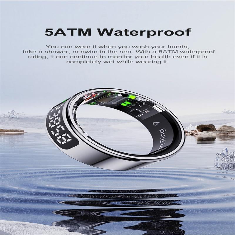 Smart Ring Heart Rate Blood Oxygen Sleep Sports Size 11 - Silver 10