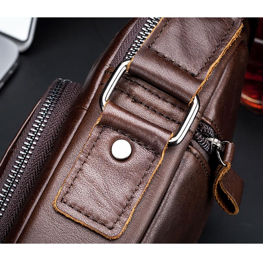 Retro Leather Shoulder Bag For Men Large Capacity - Yellow Brown 7