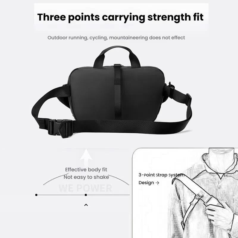 3 Point Strap Men Cycling Chest Bag Anti Sway Design - Deep Blue 6