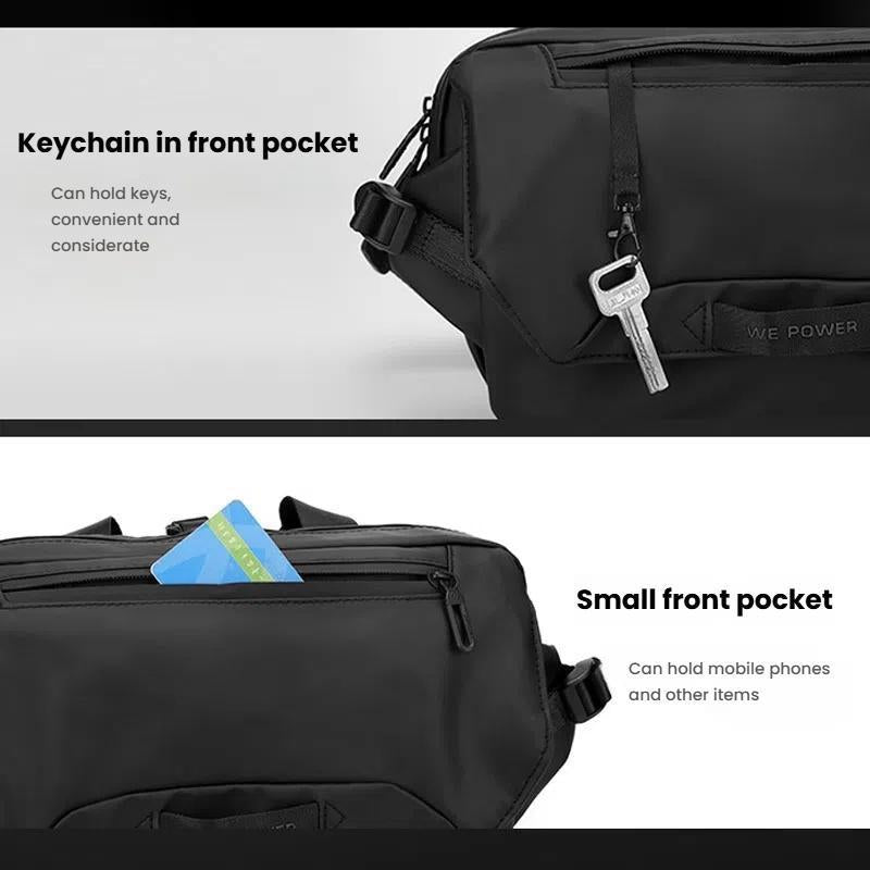 3 Point Strap Men Cycling Chest Bag Anti Sway Design - Deep Blue 9