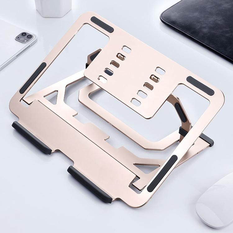 Foldable Aluminum Laptop Stand for Desktop Cooling - Rose Gold 9