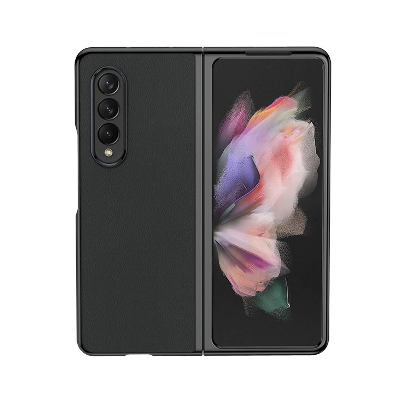For Samsung Galaxy Z Fold4 5G Leather Folding Phone Case - Electroplated Finish - Army Green 15