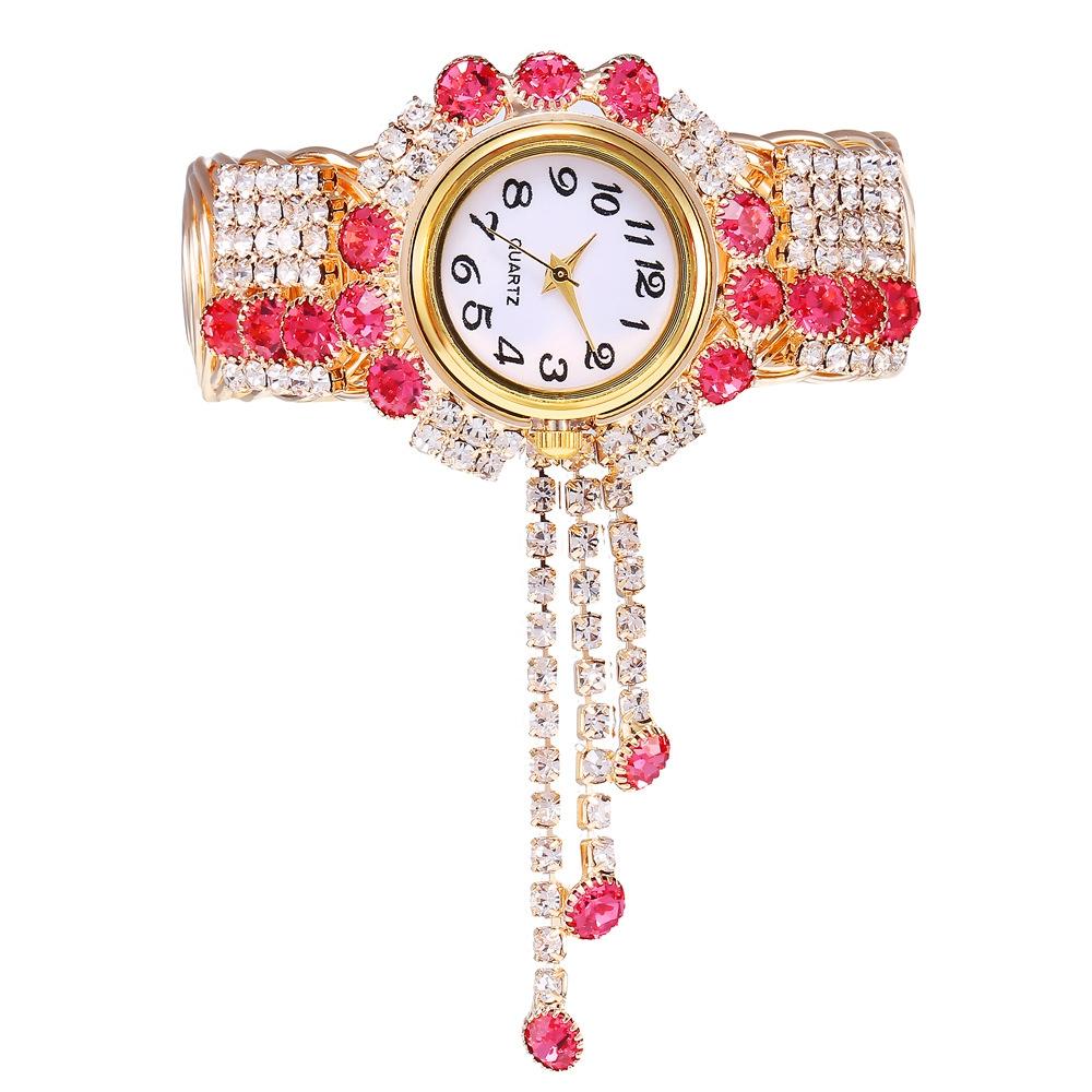 Diamond Pendant Quartz Bracelet Watch for Women - Wild and Unique - Pink 3