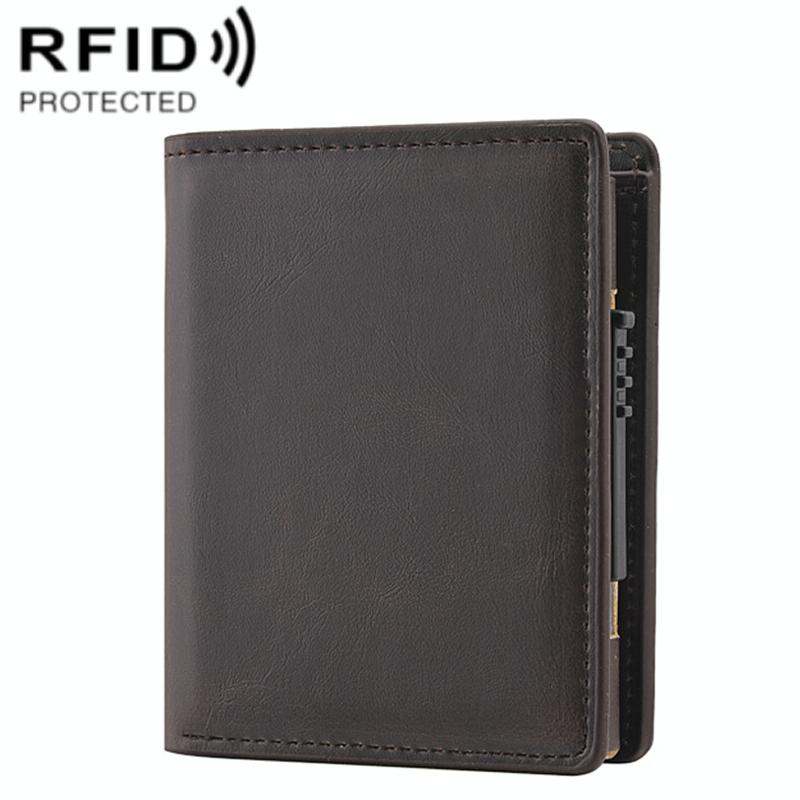 Rfid Blocking Short Wallet with Automatic Pop Up - Dark Brown 3