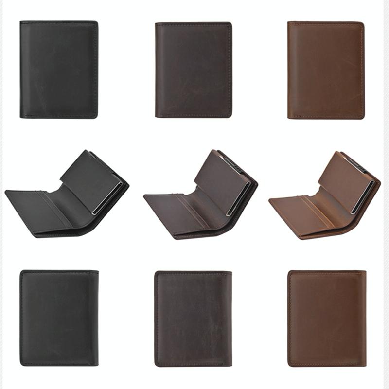 Rfid Blocking Short Wallet with Automatic Pop Up - Dark Brown 4