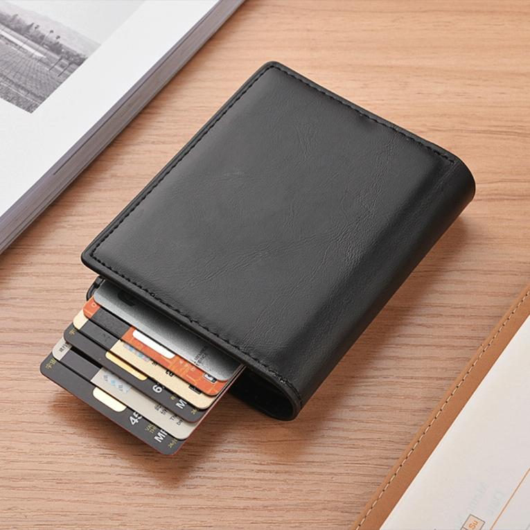 Rfid Blocking Short Wallet with Automatic Pop Up - Dark Brown 8