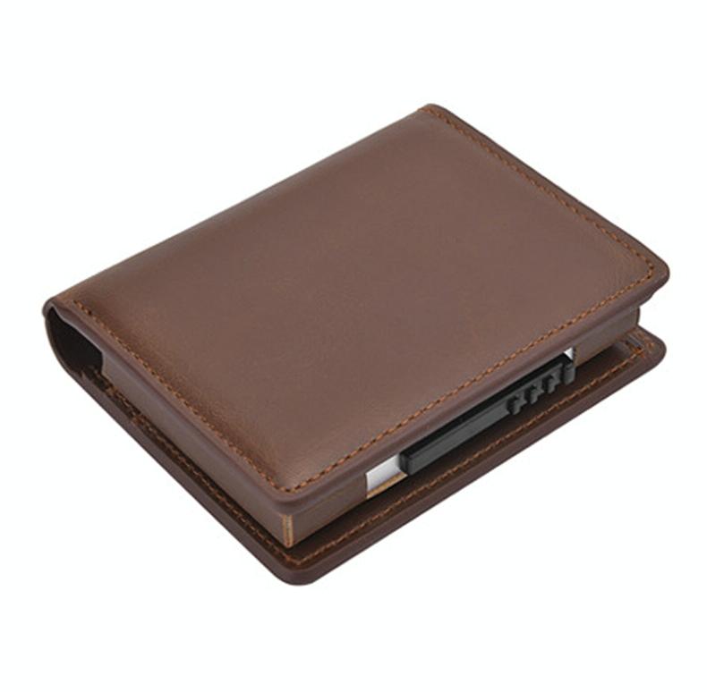 Rfid Blocking Short Wallet with Automatic Pop Up - Dark Brown 12