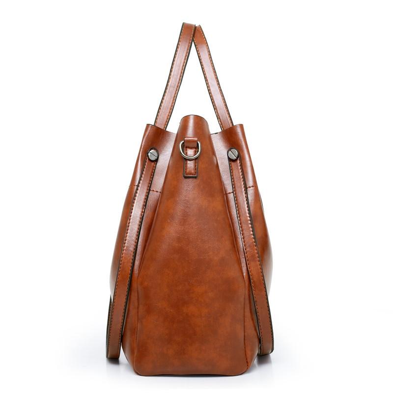 Retro Ladies Handbag - 4-in-1 Fashion Bucket Bag with Large Capacity - Black 6