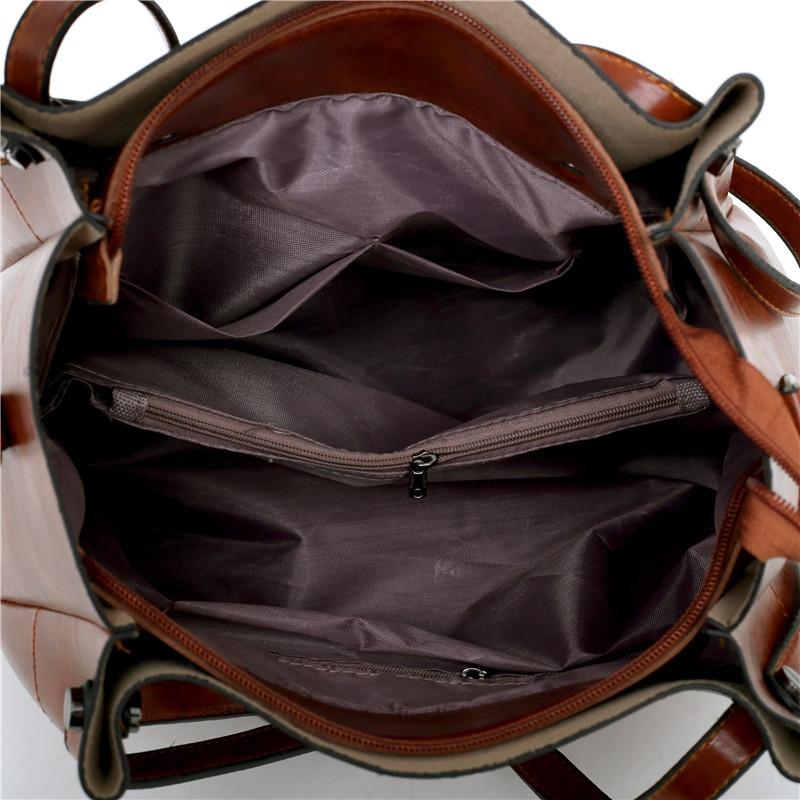 Retro Ladies Handbag - 4-in-1 Fashion Bucket Bag with Large Capacity - Black 8