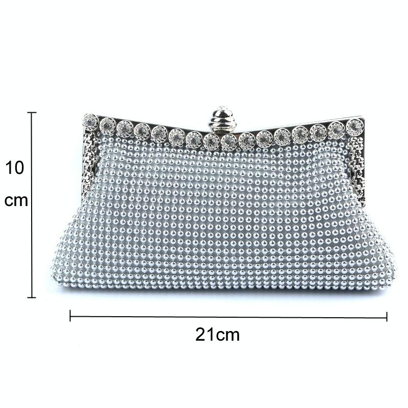 Rhinestone Evening Clutch for Ladies - Beaded Banquet Bag - Silver 4