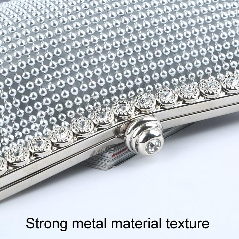 Rhinestone Evening Clutch for Ladies - Beaded Banquet Bag - Silver 6