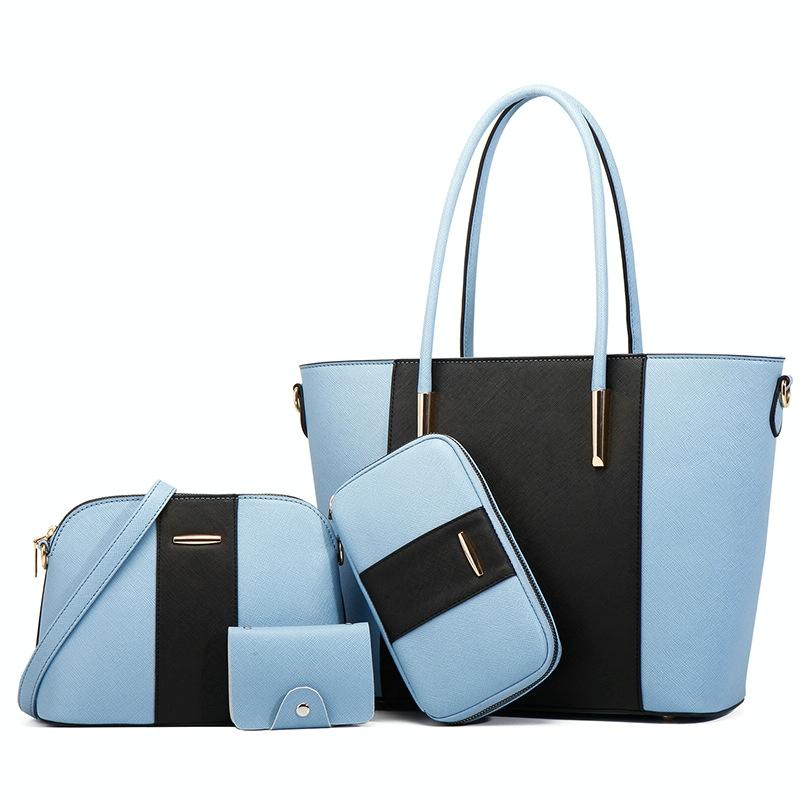 Stylish 4-in-1 Diagonal Handbag with Large Capacity - Blue Black 8