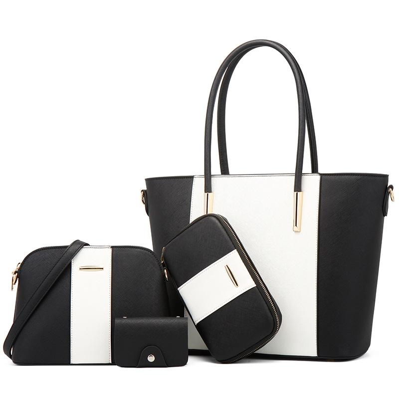 Stylish 4-in-1 Diagonal Handbag with Large Capacity - Blue Black 9