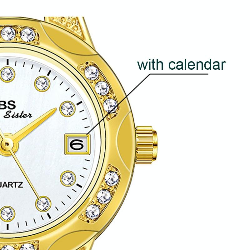 Women Diamond Chain Watch with Calendar - Small Round Design - Rose Gold 6